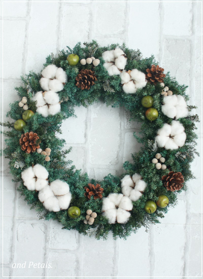 W055 Cottonseed Wreath 外径約35センチ